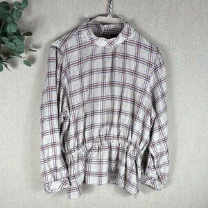 Ann Taylor > Plaid Long Sleeve Blouse Large